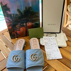 Gucci Marmont Double G logo Sandals Mules 38.5